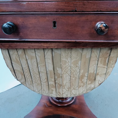 170 - A 19th century mahogany work table, with two frieze drawers above a silk rag box, 52 cm wide