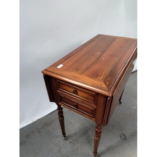 171 - A French walnut work table, with four frieze drawers, on turned legs, 85 cm wide