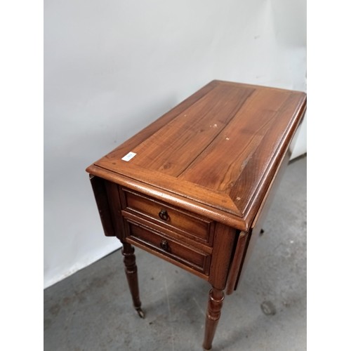 171 - A French walnut work table, with four frieze drawers, on turned legs, 85 cm wide