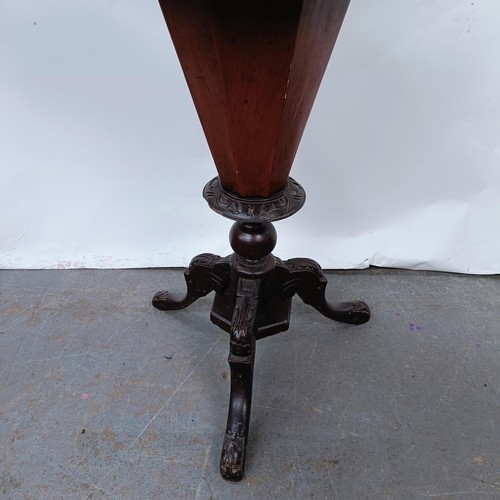 173 - A Victorian work table, the top inset with for chess board