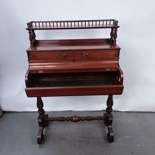 178 - An early 20th century Continental writing desk, with a raised back, the hinged top to reveal a writi... 