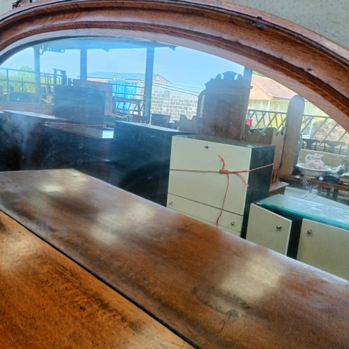 9 - A 19th century oak sideboard, with a raised mirrored back, 216 cm wide<br /><br />Please note collec...