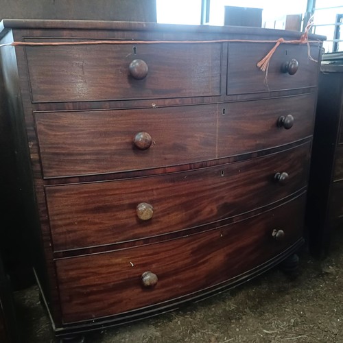 16 - A 19th century mahogany bow front chest, with two short and three long drawers, 120 cmPlease note co... 