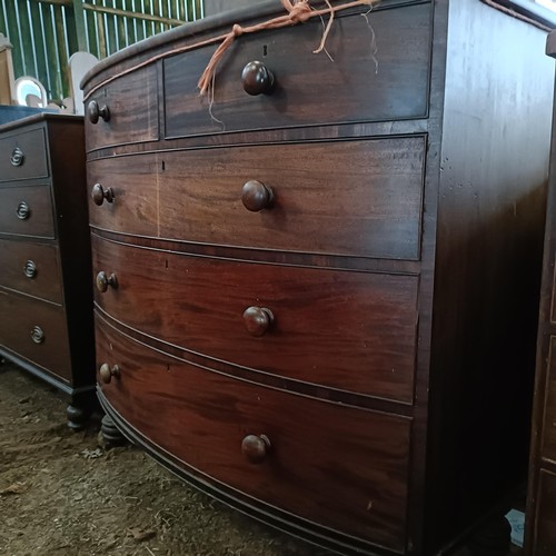 16 - A 19th century mahogany bow front chest, with two short and three long drawers, 120 cmPlease note co... 