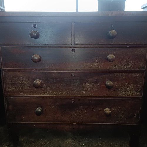 17 - A mahogany chest, with two short and three long drawers, 101 cm wide<br /><br />Please note collecti...