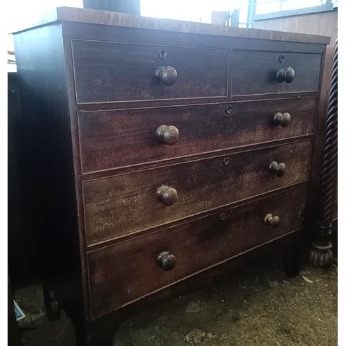 17 - A mahogany chest, with two short and three long drawers, 101 cm wide<br /><br />Please note collecti...