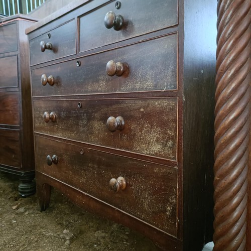 17 - A mahogany chest, with two short and three long drawers, 101 cm wide<br /><br />Please note collecti...