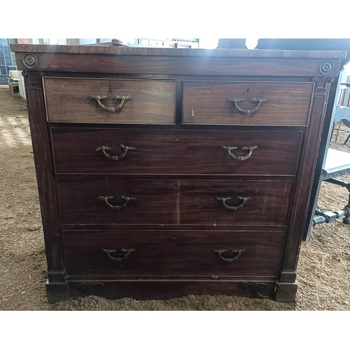 19 - A mahogany chest, with two short and three long drawers, 130 cm widePlease note collection is from T... 