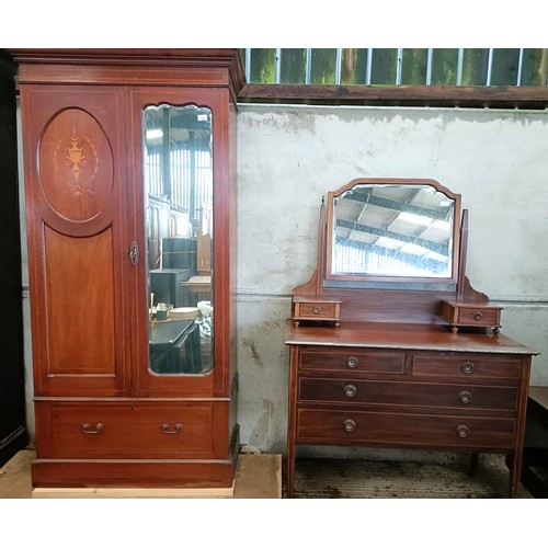 42 - An early 20th century wardrobe, 102 cm wide, and a dressing chest, 106 cm widePlease note collection... 