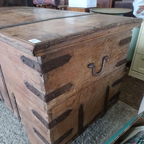 47 - A 19th century Anglo India ammunition chest, on wheels, with metal mounts, 120 cm wide<br /><br />Pl...