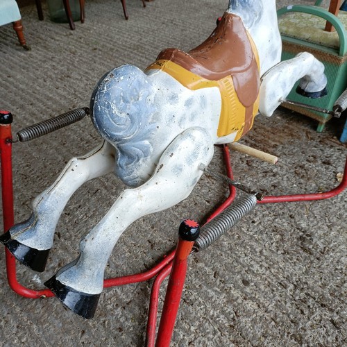 54 - A vintage Mobo painted metal rocking horse, 88 cm wide<br /><br />Please note collection is from TA9...