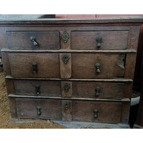 22 - An 18th century oak chest, with two short and three long drawers, 104 cm widePlease note collection ... 