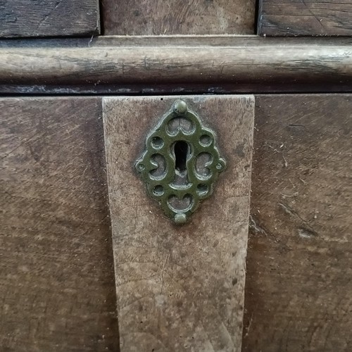 22 - An 18th century oak chest, with two short and three long drawers, 104 cm widePlease note collection ... 