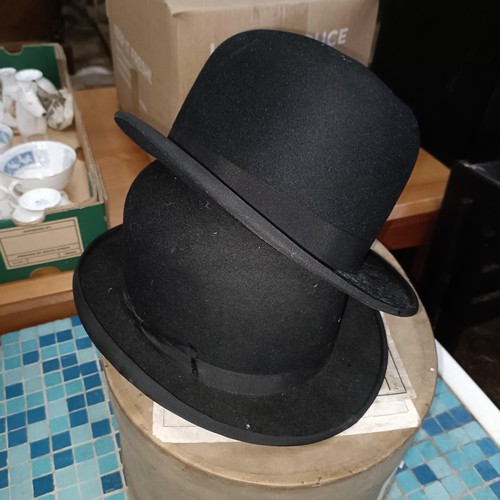 28 - A top hat with box, and two bowler hats (3)Please note collection is from TA9 4LJ only on 22nd, 23rd... 