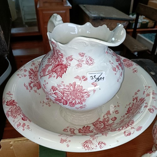 32 - A red and white wash set, assorted ceramics and other items (qty)<br /><br />Please note collection ...