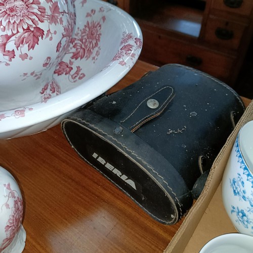 32 - A red and white wash set, assorted ceramics and other items (qty)<br /><br />Please note collection ...