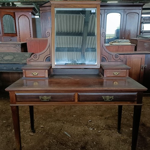 36 - An early 20th century mahogany dressing table, with two frieze drawers, 109 cm widePlease note colle... 