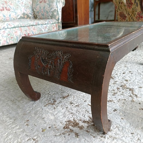 57 - A Chinese carved coffee table, 96 cm widePlease note collection is from TA9 4LJ only on 22nd, 23rd, ... 