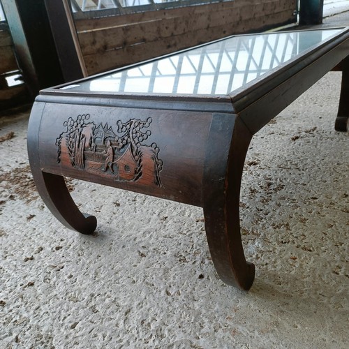 57 - A Chinese carved coffee table, 96 cm widePlease note collection is from TA9 4LJ only on 22nd, 23rd, ... 