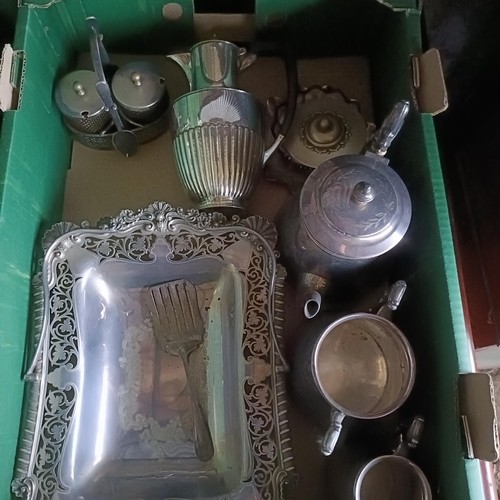 80 - Assorted silver plate, glassware, ceramics, and other items (6 boxes)Please note collection is from ... 