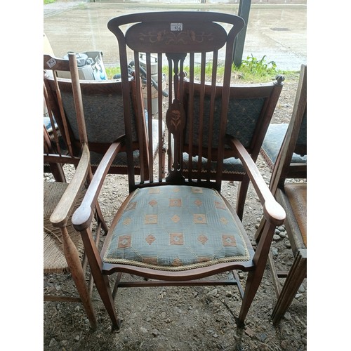 97 - An Art Nouveau style mahogany armchair, and assorted other chairs (8)Please note collection is from ... 