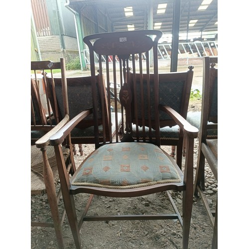 97 - An Art Nouveau style mahogany armchair, and assorted other chairs (8)Please note collection is from ... 