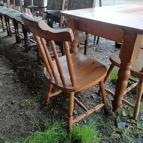 100A - A pine kitchen table, and four pine kitchen chairs (5)Please note collection is from TA9 4LJ only on... 