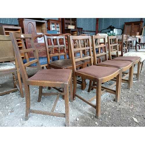 101 - A set of four oak chairs, a set of three, and three other chairs (10)Please note collection is from ... 