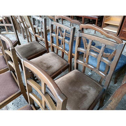 101 - A set of four oak chairs, a set of three, and three other chairs (10)Please note collection is from ... 