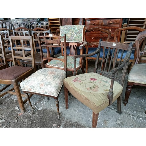 101 - A set of four oak chairs, a set of three, and three other chairs (10)Please note collection is from ... 