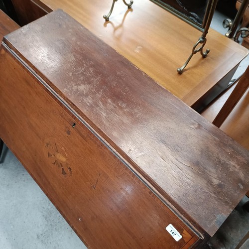 147 - An inlaid mahogany bureau, 90 cm widePlease note collection is from TA9 4LJ only on 22nd, 23rd, 24th... 