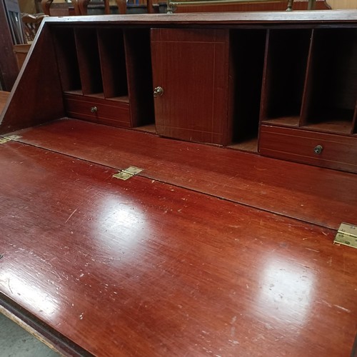 147 - An inlaid mahogany bureau, 90 cm widePlease note collection is from TA9 4LJ only on 22nd, 23rd, 24th... 