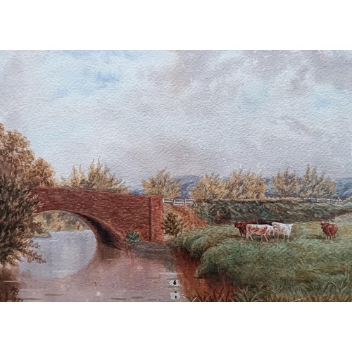 152 - Early 20th century English School, landscape with cattle, watercolour, 25 x 32 cm and its pair (2)Pl... 