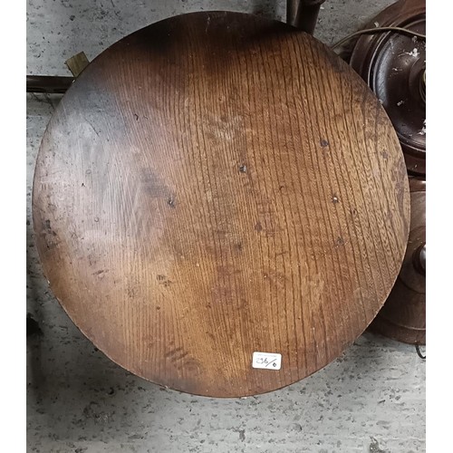 236 - An Ercol style side table, 68 cm wide, two occasional tables and three standard lampsPlease note col... 