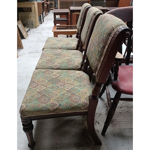 235 - A set of three mahogany framed dining chairs, and two armchairsPlease note collection is from TA9 4L... 