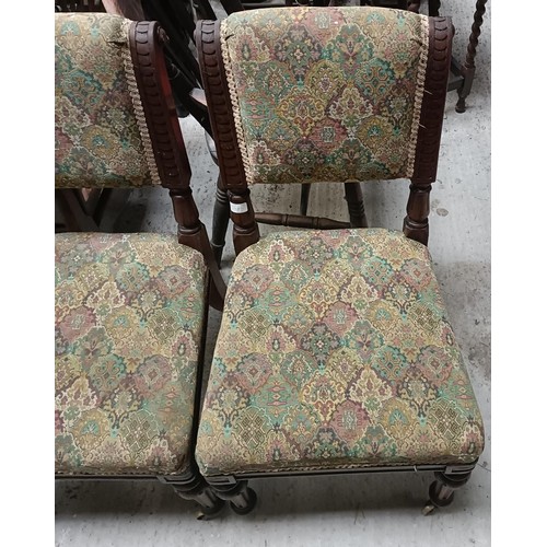 235 - A set of three mahogany framed dining chairs, and two armchairsPlease note collection is from TA9 4L... 