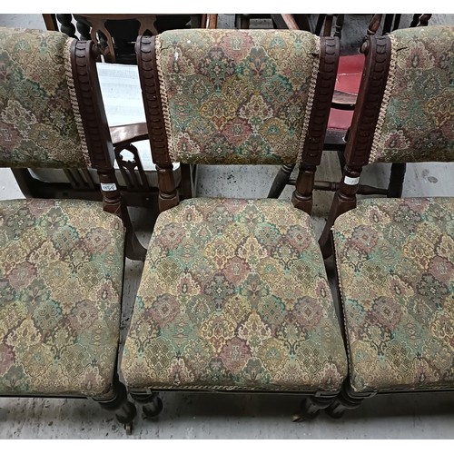 235 - A set of three mahogany framed dining chairs, and two armchairsPlease note collection is from TA9 4L... 