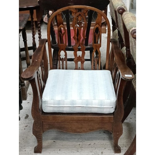 235 - A set of three mahogany framed dining chairs, and two armchairsPlease note collection is from TA9 4L... 