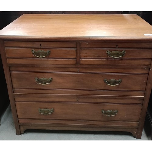 204 - A walnut chest, with two short and two long drawers, 90 cm widePlease note collection is from TA9 4L... 