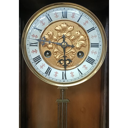 211 - A Vienna regulator style clock, in a walnut case, 60 cm highPlease note collection is from TA9 4LJ o... 