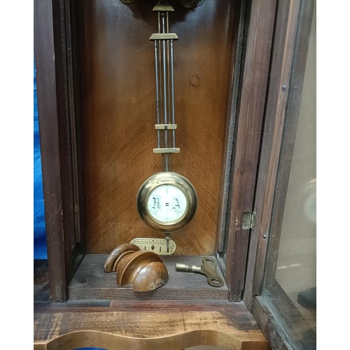 211 - A Vienna regulator style clock, in a walnut case, 60 cm highPlease note collection is from TA9 4LJ o... 