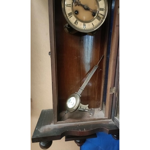 212 - A Vienna regulator style clock, in a walnut case, 80 cm highPlease note collection is from TA9 4LJ o... 