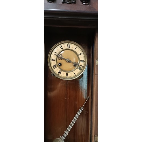 212 - A Vienna regulator style clock, in a walnut case, 80 cm highPlease note collection is from TA9 4LJ o... 