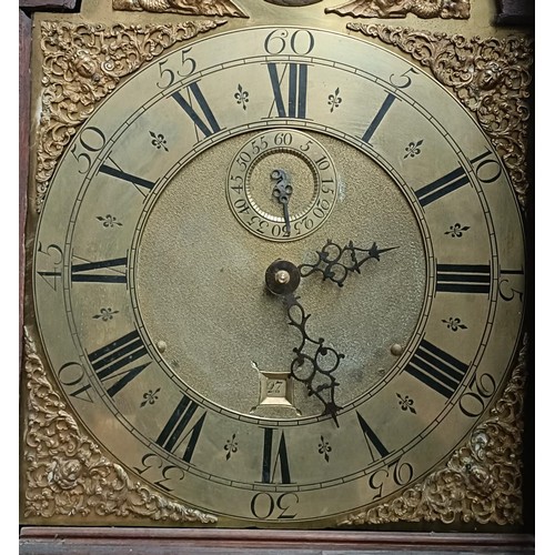 219 - A longcase clock, the brass dial signed Benjamin Shuckforth, Diss, with a subsidiary second dial and... 