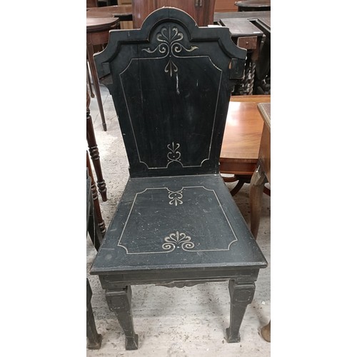 195 - A pair of ebonised hall chairs (2)Please note collection is from TA9 4LJ only on 22nd, 23rd, 24th &a... 