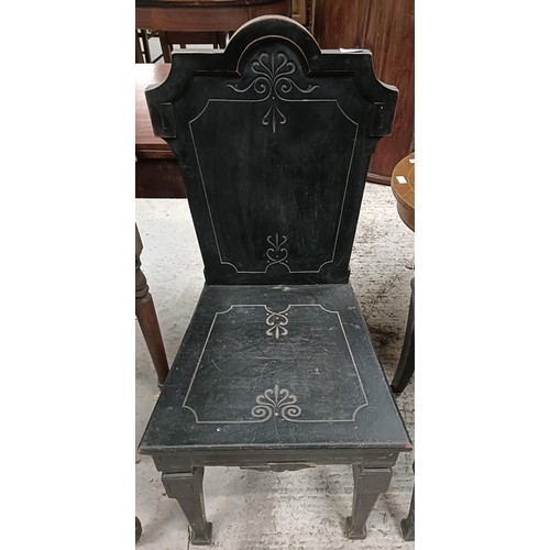 195 - A pair of ebonised hall chairs (2)Please note collection is from TA9 4LJ only on 22nd, 23rd, 24th &a... 