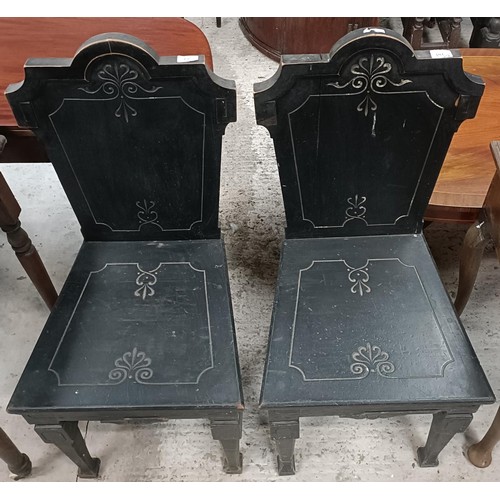 195 - A pair of ebonised hall chairs (2)Please note collection is from TA9 4LJ only on 22nd, 23rd, 24th &a... 