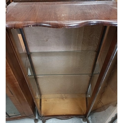 181 - A walnut display cabinet, 66 cm wide, and two others (3)Please note collection is from TA9 4LJ only ... 