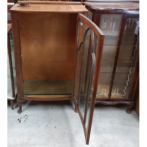 181 - A walnut display cabinet, 66 cm wide, and two others (3)Please note collection is from TA9 4LJ only ... 