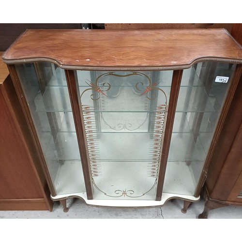 181 - A walnut display cabinet, 66 cm wide, and two others (3)Please note collection is from TA9 4LJ only ... 